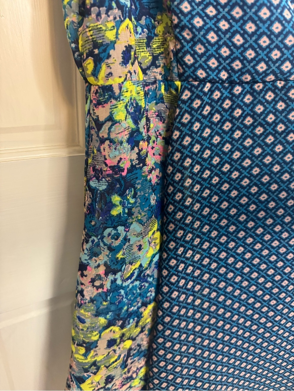 Fire Los Angeles Multicolor Geometric Floral Spaghetti-Strap Summer Dress Size M - Picture 3 of 10